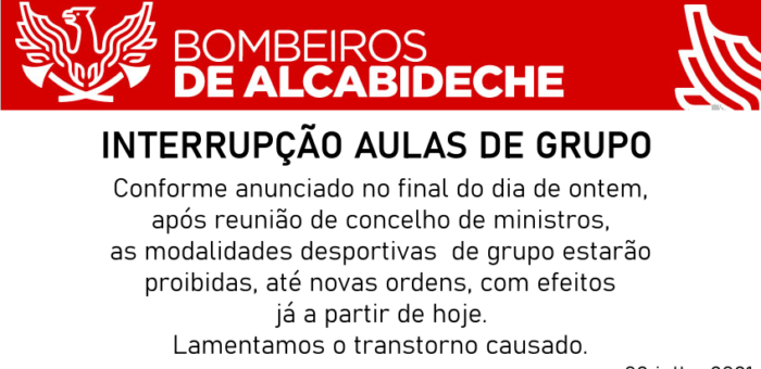 Proibição de realização de aulas de grupo desportivas