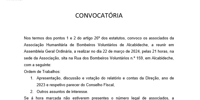 convocatória